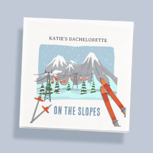 On The Slopes Snow Ski Bachelorette Weekend Napkin