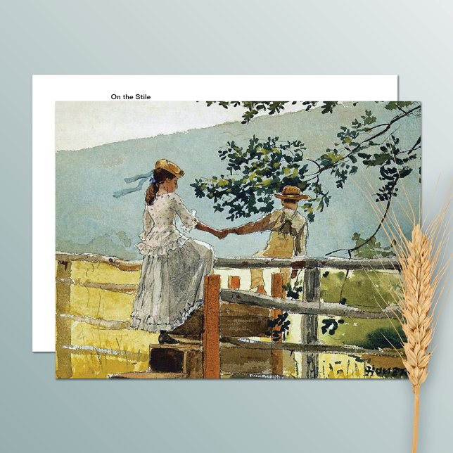 On the Stile Country Landscape Winslow Homer Postcard (Creator Uploaded)
