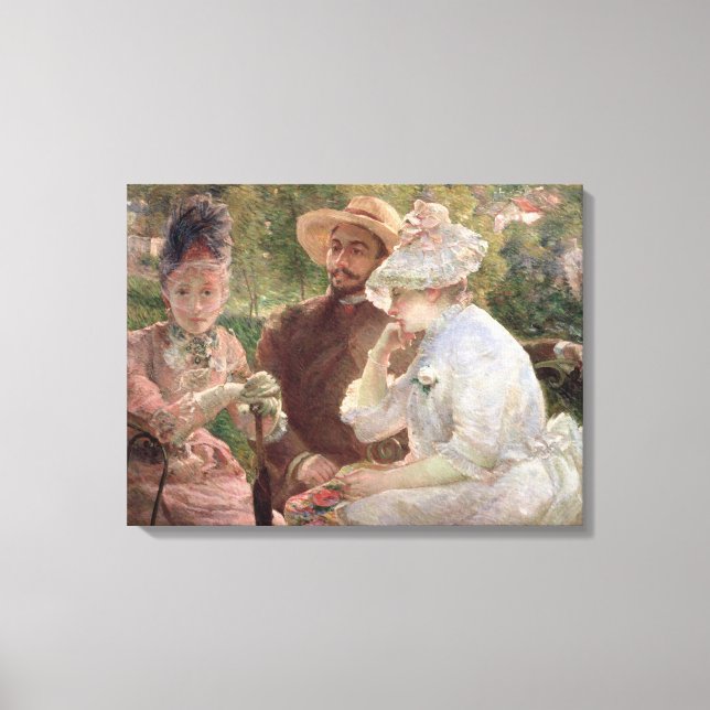 On the terrace at Sevres, 1880 (oil on canvas) Canvas Print (Front)