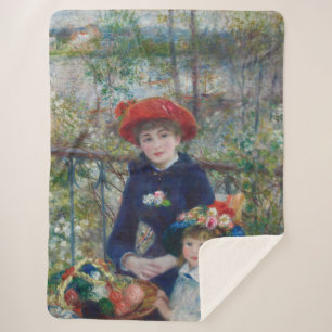 On the Terrace, Impressionist Portrait, Renoir Sherpa Blanket