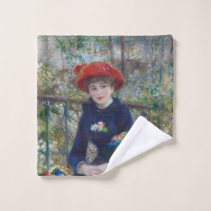 On the Terrace, Impressionist Portrait, Renoir Wash Cloth