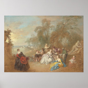 On the Terrace - Jean-Baptiste Pater Fine Art Poster
