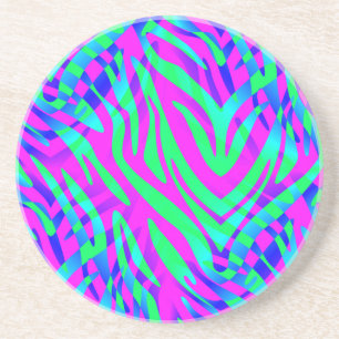 On the Wild Side, Colourful Abstract Zebra Print Coaster