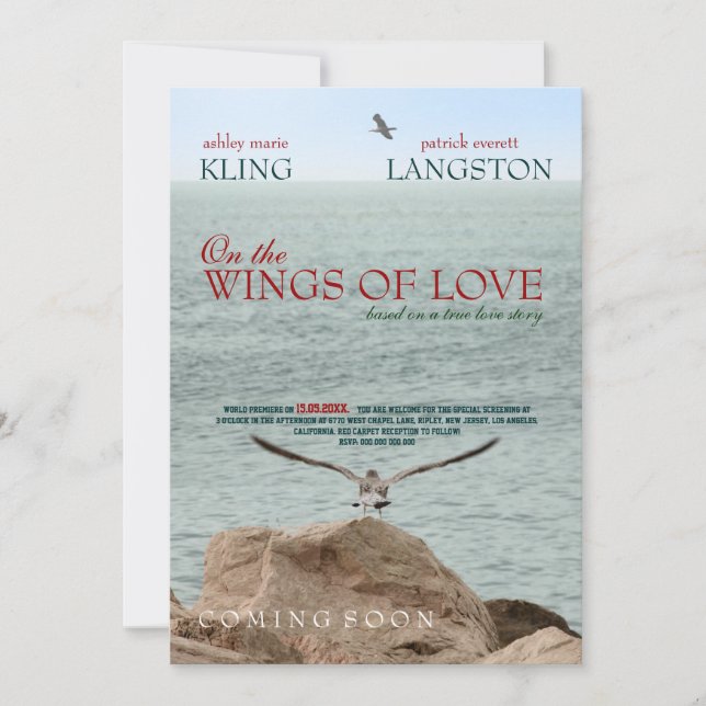 On the Wings of Love - Wedding Invitation (Front)