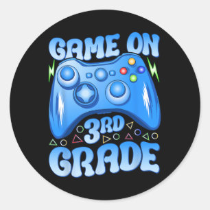 On Third Grade Back To School Video Games Boys Kid Classic Round Sticker