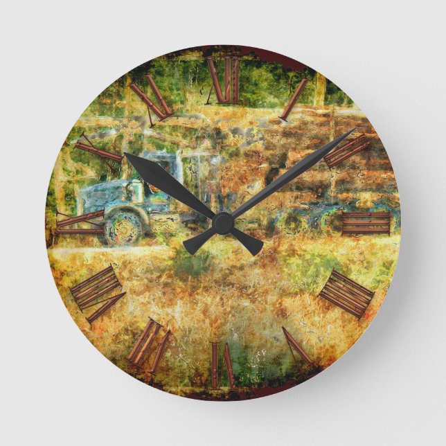On Time Delivery Logging Truck Wall Clock (Front)