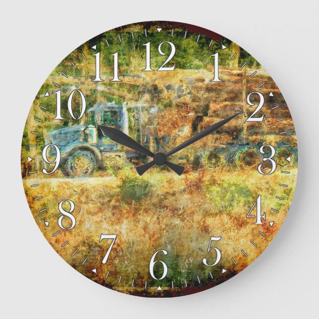 On Time Delivery Logging Truck Wall Clock (Front)