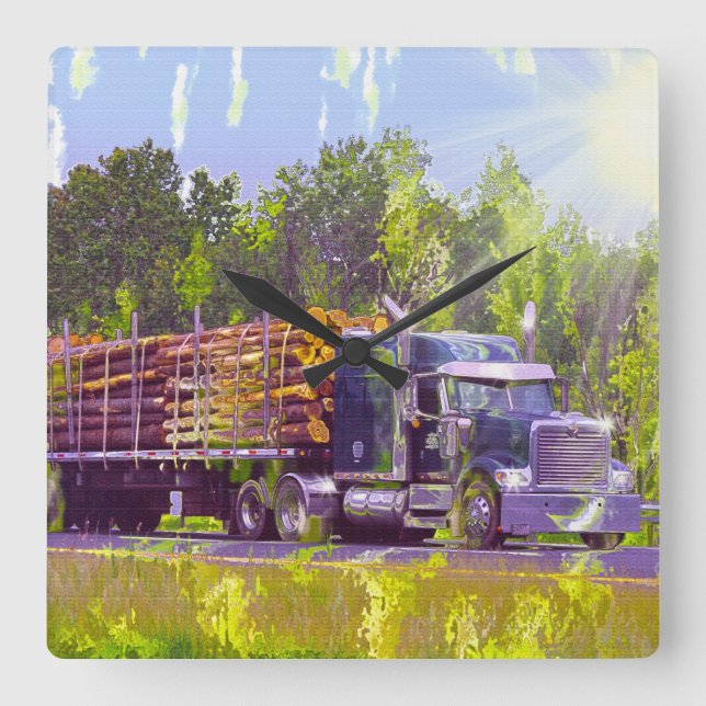 On Time Delivery Logging Truck Wall Clock (Front)