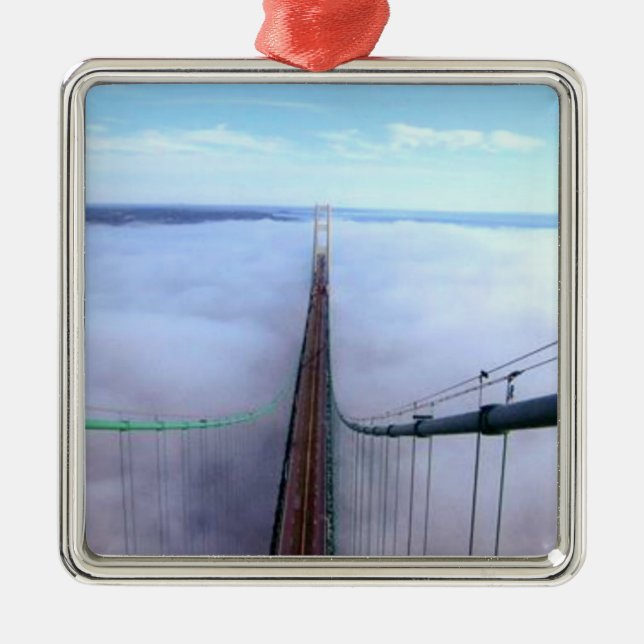 On Top of The Mackinac Bridge Ceramic Ornament (Front)