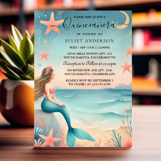 On Water Ocean Fish Life Under The Sea Quinceanera Invitation (Creator Uploaded)