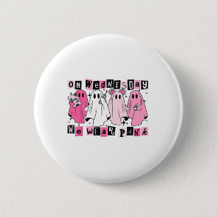 On Wednesday We Wear Cute Pink Ghost Halloween 6 Cm Round Badge