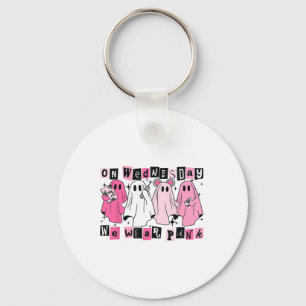 On Wednesday We Wear Cute Pink Ghost Halloween  Key Ring