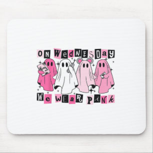 On Wednesday We Wear Cute Pink Ghost Halloween Mouse Pad
