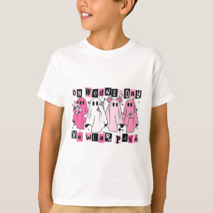 On Wednesday We Wear Cute Pink Ghost Halloween T-Shirt