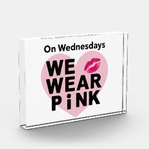 On Wednesday We Wear Pink Funny Valentine Photo Block
