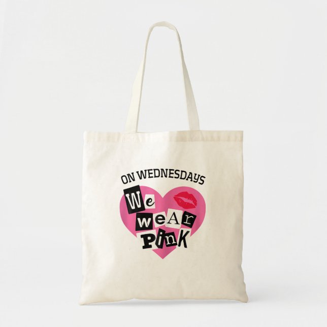 On Wednesday We Wear Pink Funny Valentine Tote Bag (Front)
