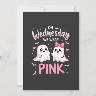 On Wednesday We Wear Pink Spooky Halloween Skull Invitation