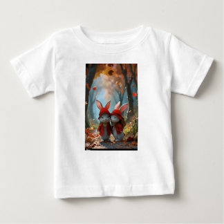 on white T-shirt cute two little bunnies