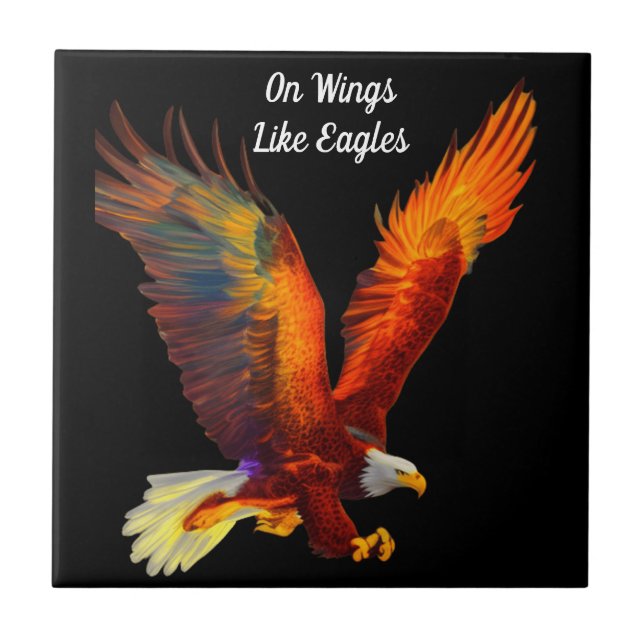 On Wings Like Eagles Isaiah Bible Verse  Tile (Front)