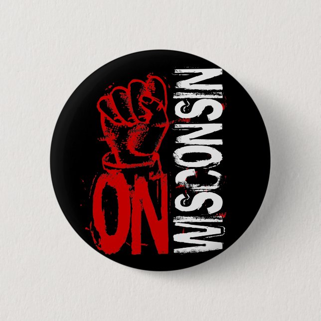 ON WISCONSIN 6 CM ROUND BADGE (Front)