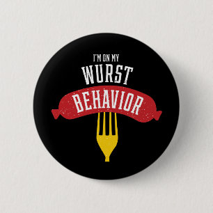 On Wurst Behaviour Oktoberfest Foodie 6 Cm Round Badge