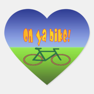 On Ya Bike! Cycling Go Green Zero Emissions Heart Sticker
