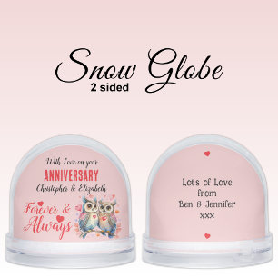 On your anniversary owl lovers names pink red snowglobe