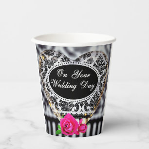 On Your Wedding Day Paper Black and White Cups