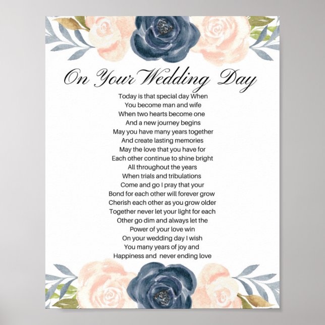 On Your Wedding Day Wedding Poem Poster (Front)