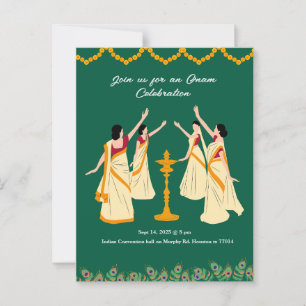 onam celebration invitation postcard