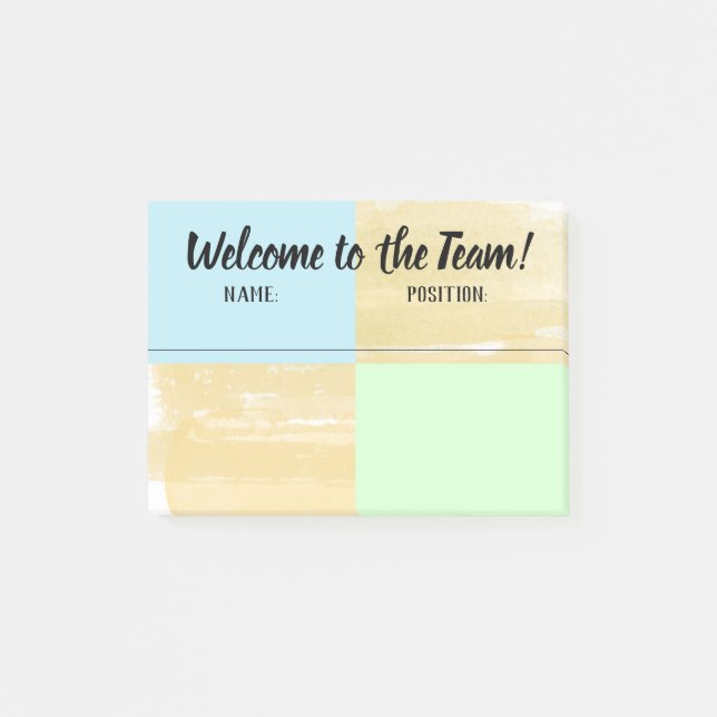 Onboarding welcome new employee co-worker post-it notes (Front)
