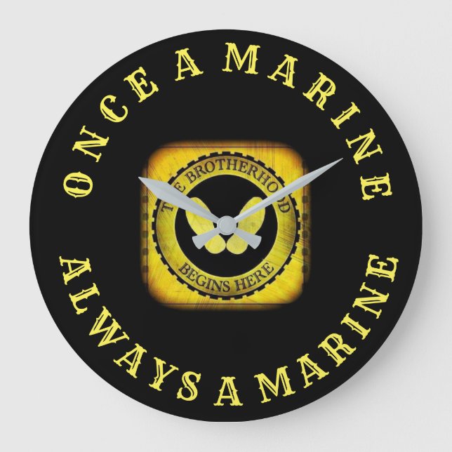 Once A Marine Always A Marine Large Clock (Front)