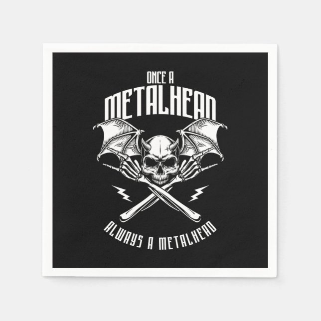 Once A Metalhead Always A Metalhead Devil Gift Napkin (Front)