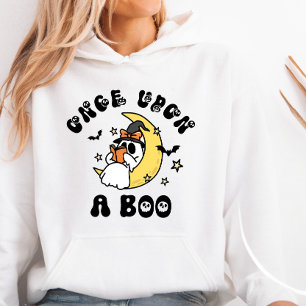 Once Upon a Boo Reading Ghost Crescent Moon Hoodie