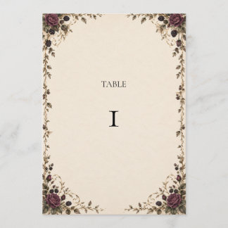 Once Upon a Midnight Gothic Wedding Table Number