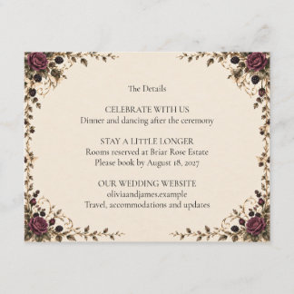 Once Upon a Midnight Plum Rose Wedding Details Enclosure Card