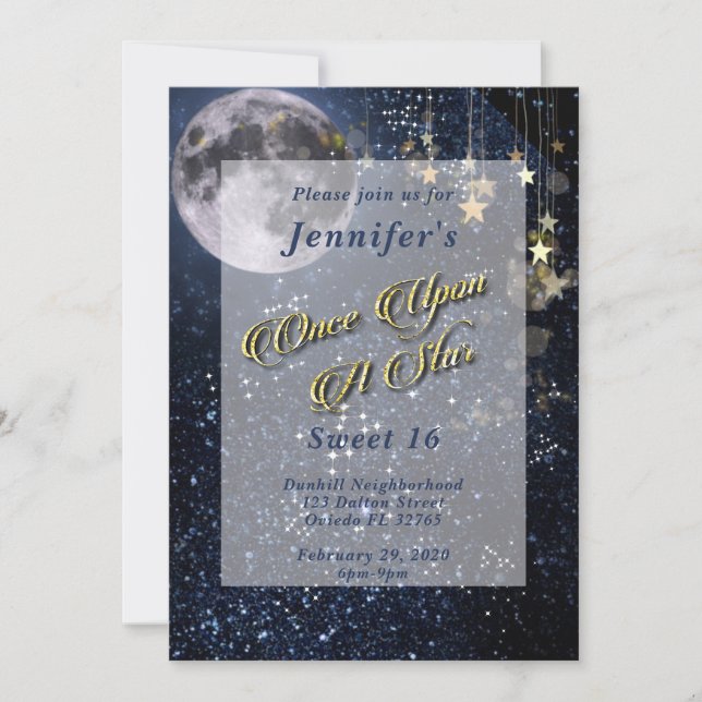 Once Upon A Star Sweet Sixteen Invitation (Front)