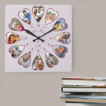 Once Upon a Time 12 Heart Shaped Photos Pink<br><div class="desc">Create your own multi photo clock to tell your story - the center of the clock face is lettered with "Once upon a time" in handwritten typography. Use the photo template to add 12 of your favorite photos, which will be displayed in heart shaped frames. The design uses portrait vertical...</div>