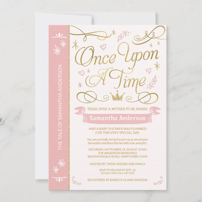 Once Upon A Time Baby Shower, Princess Baby Shower Invitation (Front)