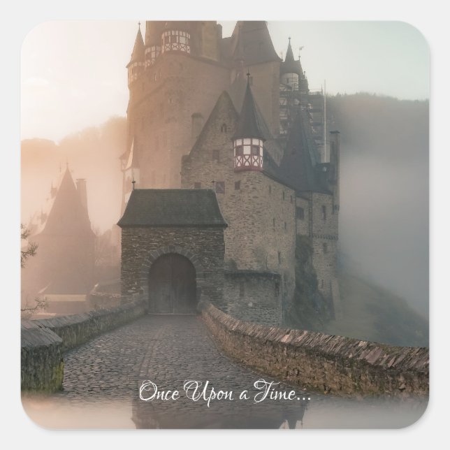 Once Upon a Time Dreamy Fantasy Castle Square Sticker (Front)