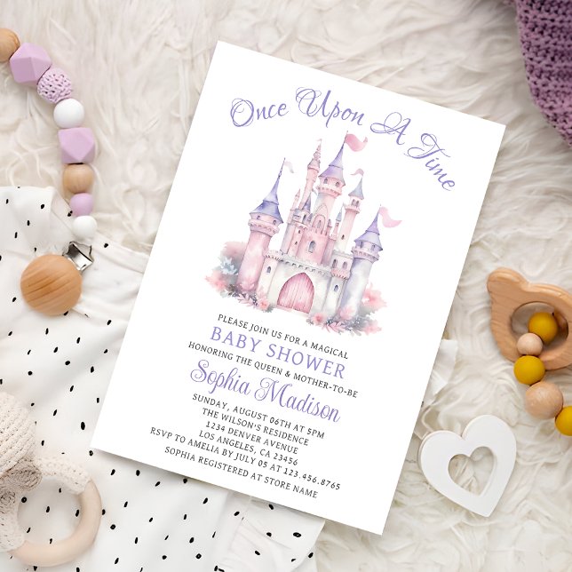 Once Upon A Time Fairytale Baby Girl Shower Castle Invitation (Creator Uploaded)