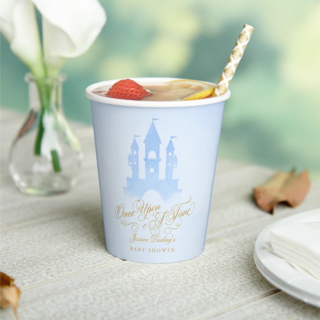 Once Upon A Time Fairytale Castle Boy Baby Shower Paper Cups (Insitu)