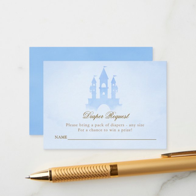 Once Upon A Time Fairytale Castle Diaper Request E Enclosure Card (Front/Back In Situ)