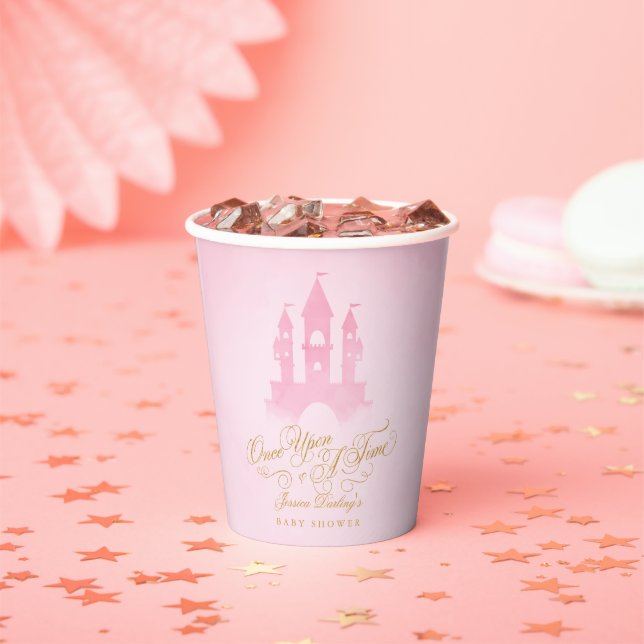 Once Upon A Time Fairytale Castle Girl Baby Shower Paper Cups (Insitu)
