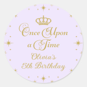 Once Upon a Time Gold Princess Birthday Classic Round Sticker