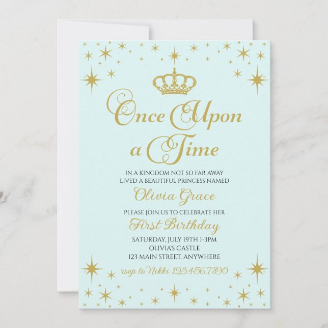 Once Upon a Time Gold Princess Birthday Invitation (Front)