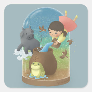 Once Upon A Time: Kong-jwi & Pat-jwi Illustration Square Sticker