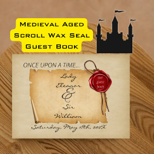 Once Upon A Time Mediaeval Aged Scroll Wax Seal Guest Book