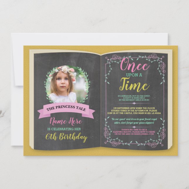 Once Upon A Time Photo Tale Story Book Birthday Invitation (Front)