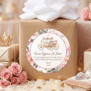 Once Upon a Time Pink Princess Baby Shower Classic Round Sticker